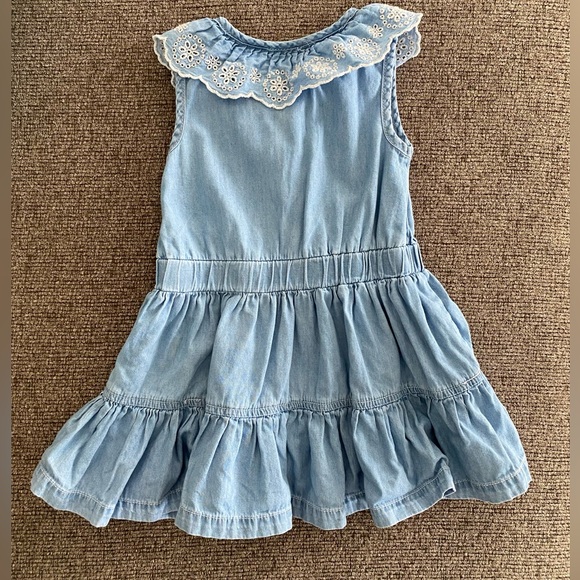 ❌SOLD❌ 4/20 Size 2T Calvin Klein Denim Jeans ruffle light jean summer dress - Picture 2 of 6